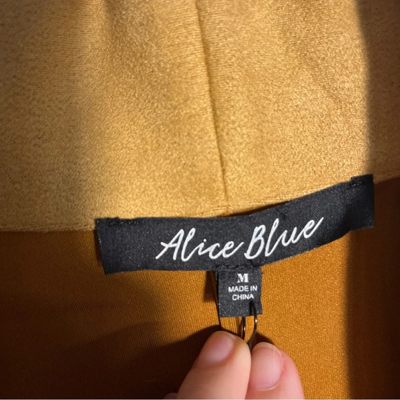 Alice Blue Cardigan Duster Animal Print Faux Suede Texture Open Front Size M - Picture 6 of 10